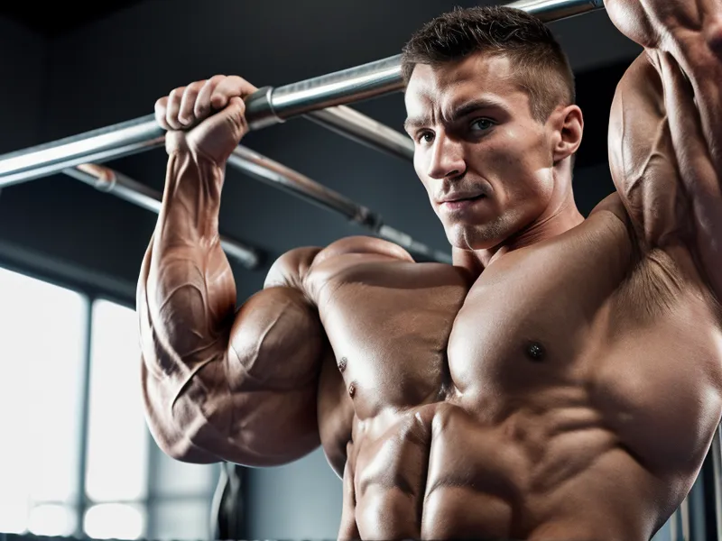 Gros plan sur les avant-bras pendant une séance de musculation maison, programme homme en prise de masse