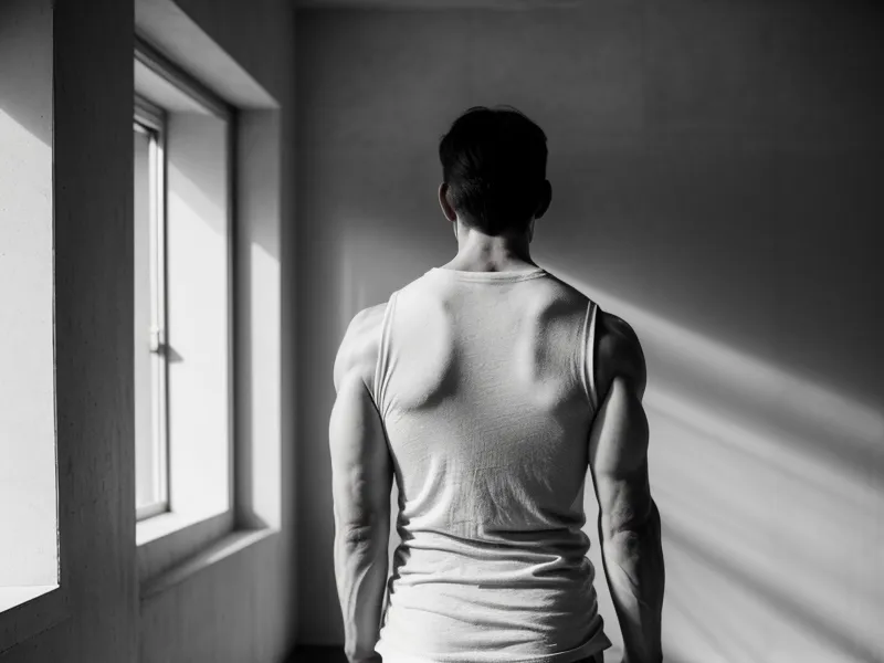 Vue de dos d'un homme après un programme de remise en forme et de musculation maison