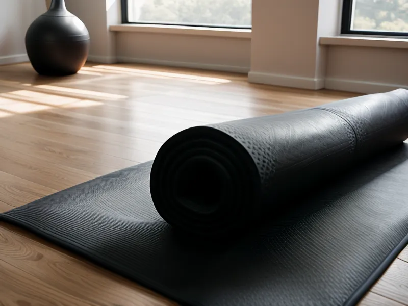 Tapis de sol et café du matin avant une séance de musculation maison pour homme