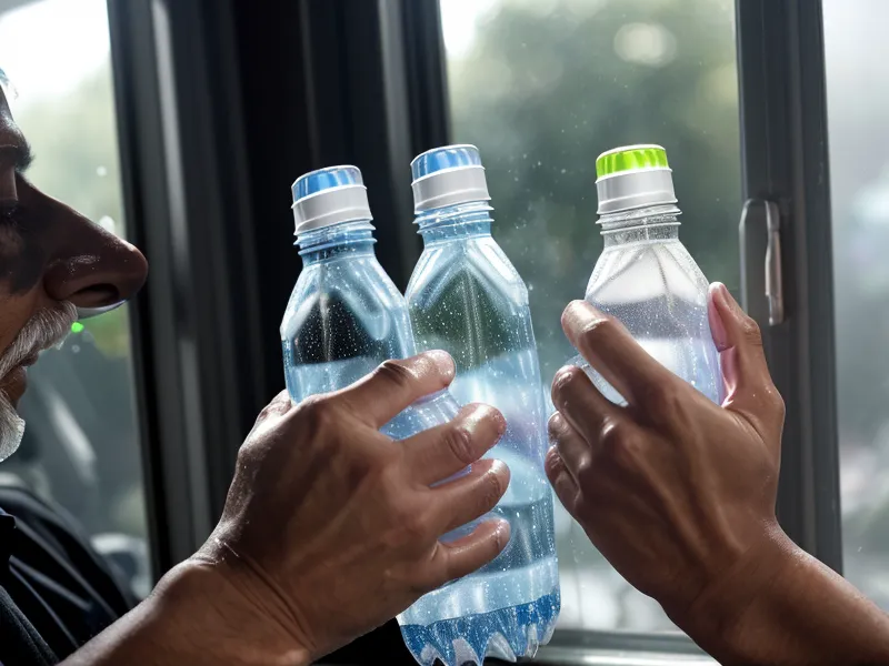 Pack de bouteilles d'eau utilisé comme poids pour un programme de musculation sans matériel à la maison