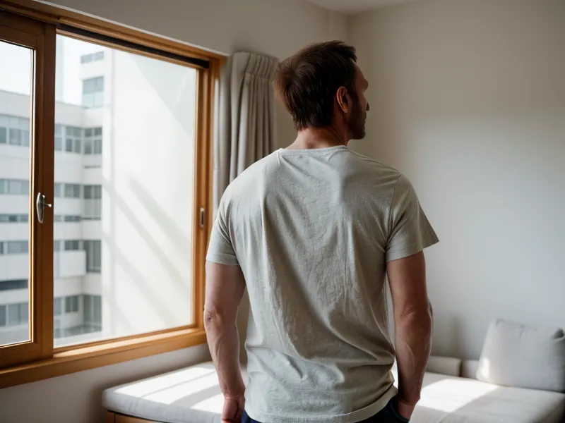 Homme de dos à la posture redressée, image d'un programme de musculation maison pour la prise de masse.