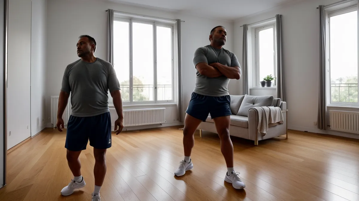 Programme agilité naturelle pour la remise en forme homme après des années de bureau, mobilité articulaire en appartement