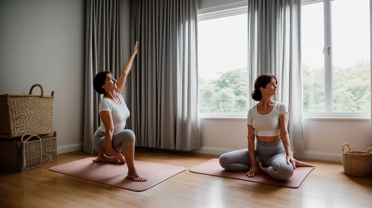 Programme de remise en forme maison pour une femme après une grossesse, séance dans le salon
