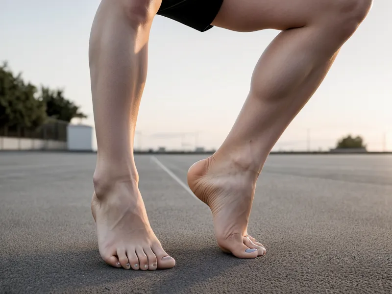 Semelle plate d'une chaussure de fitness en mouvement, un repère de prévention des blessures pour le matériel maison